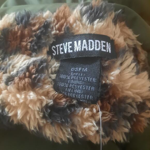 Steve Madden Womens Army Green Leopard Print Lining Pocket Scarf OS NWT - Picture 4 of 6